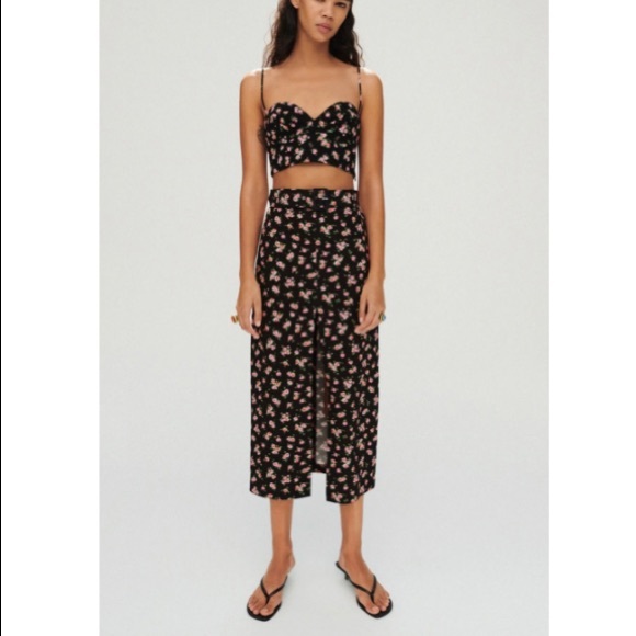 Zara set floral corset high waist belted skirt NWT - Picture 12 of 13